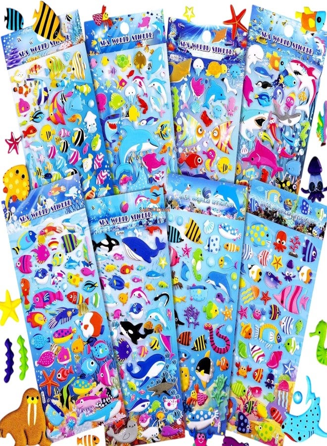 SAMVARDHAN Sea World Theme Puffy Sticker Set for Kids -Ocean Animal Stickers Sheets | 3D Raised Stickers for Scrapbooking, DIY Crafts, Reward Charts, Party Favors, and School Projects, Pack of 10 - Image 1